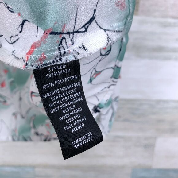 Sanctuary Floral Peasant Tie Neck Blouse White Green Tassel Casual Womens Medium - Picture 6 of 6